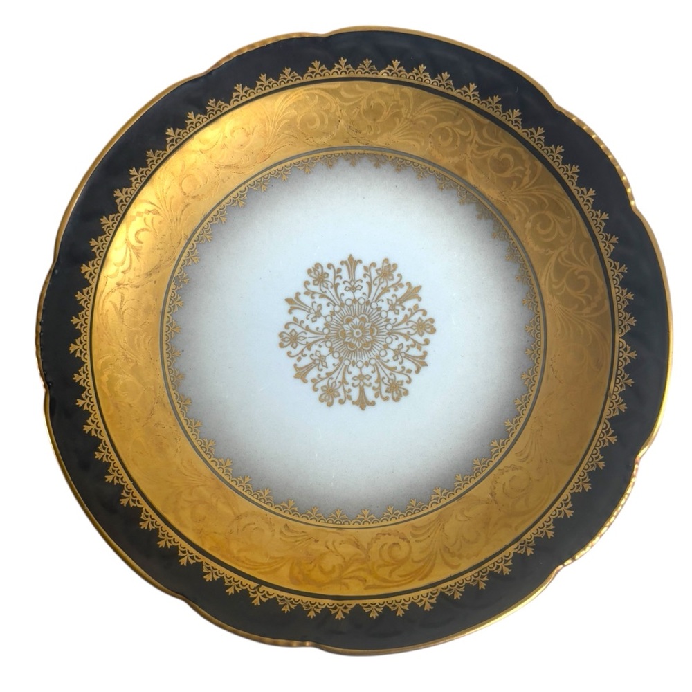 Vtg Mitterteich Bavaria Plate Cobalt Blue Gold Mid-20th Century Victorian #37
